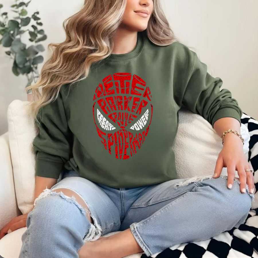 Spider-Man Mask Typography/word Art Sweatshirt